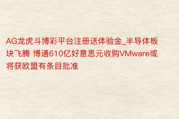 AG龙虎斗博彩平台注册送体验金_半导体板块飞腾 博通610亿好意思元收购VMware或将获欧盟有条目批准