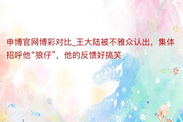 申博官网博彩对比_王大陆被不雅众认出，集体招呼他“狼仔”，他的反馈好搞笑