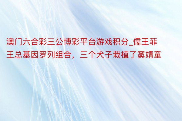 澳门六合彩三公博彩平台游戏积分_儒王菲王总基因罗列组合，三个犬子栽植了窦靖童
