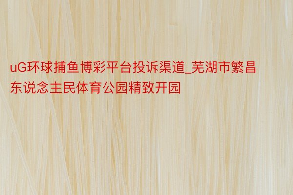 uG环球捕鱼博彩平台投诉渠道_芜湖市繁昌东说念主民体育公园精致开园